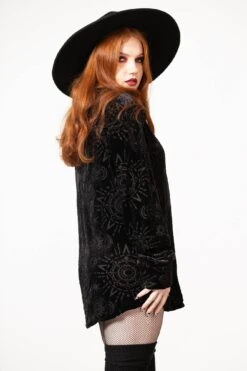 Alchemight Burnout Button-Up Shirt -Killstar Store ALCHEMIGHT BURNOUT BUTTON UP SHIRT W F