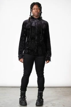 Alchemight Burnout Button-Up Shirt -Killstar Store ALCHEMIGHT BURNOUT SHIRT M C