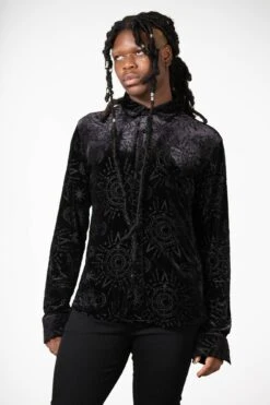 Alchemight Burnout Button-Up Shirt -Killstar Store ALCHEMIGHT BURNOUT SHIRT M E