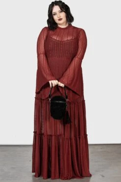 Amanita's Sorrow Maxi Dress [RED] [PLUS] -Killstar Store AMANITAS SORROW MAXI DRESS PLUS RED W D