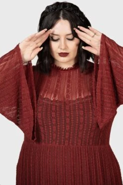 Amanita's Sorrow Maxi Dress [RED] [PLUS] -Killstar Store AMANITAS SORROW MAXI DRESS PLUS RED W E