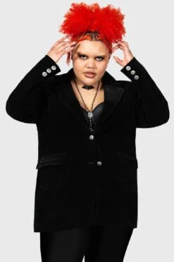 Astaroth Velvet Boyfriend Blazer [PLUS] -Killstar Store ASTAROTH VELVET BOYFRIEND BLAZER PLUS W E