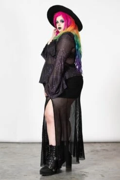 Astromancy Mesh Long Sleeve Top [PLUS] -Killstar Store ATROMANCY MESH LONG SLEEVED TOP PLUS W D