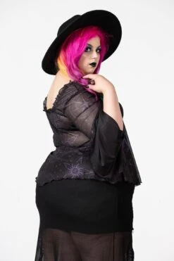 Astromancy Mesh Long Sleeve Top [PLUS] -Killstar Store ATROMANCY MESH LONG SLEEVED TOP PLUS W G