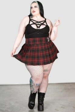 Bat Girl Skirt [TARTAN] [PLUS] -Killstar Store BAT GIRL TARTAN SKIRT PLUS W D