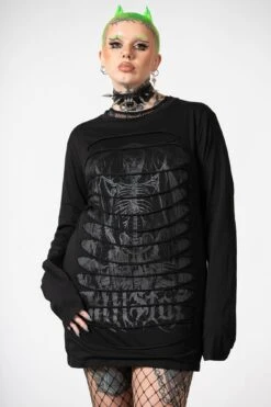 Cyrus Slashed Long Sleeve Top -Killstar Store CYRUS SLASHED LONG SLEEVE TOP W D