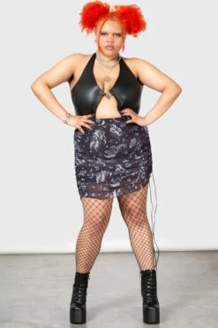 Dazed Skull Mini Skirt [PLUS] -Killstar Store DAZED SKULL MINI SKIRT PLUS W D