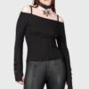 Desolate Cold Shoulder Top -Killstar Store DESOLATE COLD SHOULDER TOP W B