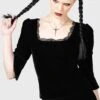 Dottie Dottie Velvet Top -Killstar Store DOTTIE DOTTIE VELVET TOP W B