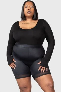 Flexi Demon Long Sleeve Leotard [PLUS] -Killstar Store FLEXI DEMON LONG SLEEVE LEOTARD PLUS W D