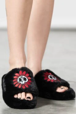 Gloomy Daze Fur Slippers -Killstar Store GLOOMY DAZE FUR SLIPPERS W D