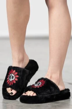 Gloomy Daze Fur Slippers -Killstar Store GLOOMY DAZE FUR SLIPPERS W E