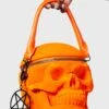 Grave Digger Skull Handbag [ORANGE VELVET] -Killstar Store GRAVE DIGGER HANDBAG ORANGE B