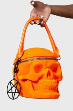 Grave Digger Skull Handbag [ORANGE VELVET]