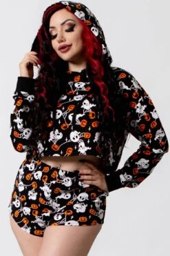 Haunted Pumpkin Cropped Hoodie -Killstar Store HAUNTED PUMPKIN CROPPED HOODIE B