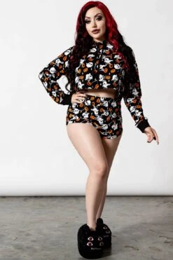 Haunted Pumpkin Cropped Hoodie -Killstar Store HAUNTED PUMPKIN CROPPED HOODIE C