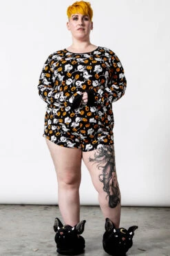 Haunted Pumpkin Long Sleeve Top [PLUS] -Killstar Store HAUNTED PUMPKIN LONG SLEEVE TOP PLUS E