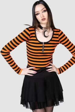 Izora Ribbed Top [PUMPKIN] -Killstar Store IZORA RIBBED TOP PUMPKIN W D
