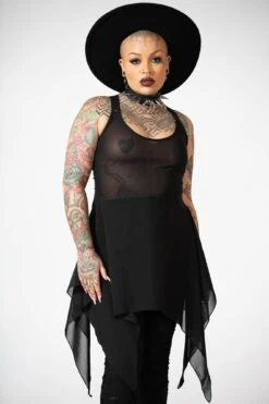 Lilith's Blood Mesh Tunic Vest -Killstar Store LILITHS BLOOD MESH TUNIC W D