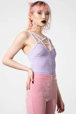 Lost In Sin Zip Top [PASTEL LILAC] -Killstar Store LOST IN SIN ZIP TOP LILAC C