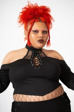 Maidenhead Cold Shoulder Top [PLUS] -Killstar Store MAIDENHEAD COLD SHOULDER TOP PLUS W F