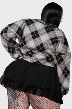 Nasiv Argyle Knit Top [PLUS] -Killstar Store NASIV ARGYLE KNIT JUMPER PLUS W E