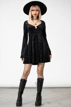 Nightcall Long Sleeve Dress [B] -Killstar Store NIGHT CALL LONG SLEEVE DRESS W E