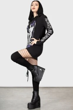 No-Hug Zone Longline Hoodie -Killstar Store NO HUG ZONE LONGLINE HOODIE W D