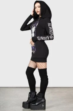 No-Hug Zone Longline Hoodie -Killstar Store NO HUG ZONE LONGLINE HOODIE W F