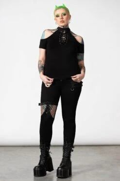 No Secrets Cap Sleeve Top -Killstar Store NO SECRETS CAP SLEEVE TOP W D