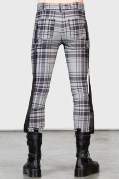 Office Riot Strappy Trousers [GREY TARTAN] -Killstar Store OFFICE RIOT STRAPPY TROUSERS GREY MENS D