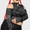 Punkster Cold Shoulder Top [PLUS] -Killstar Store PUNKSTER COLD SHOULDER TOP PLUS W B