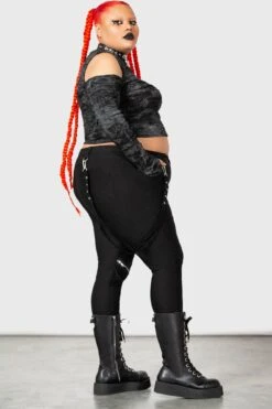 Punkster Cold Shoulder Top [PLUS] -Killstar Store PUNKSTER COLD SHOULDER TOP PLUS W E