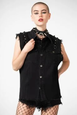 Ruse Denim Vest -Killstar Store RUSE DENIM VEST W D