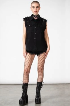 Ruse Denim Vest -Killstar Store RUSE DENIM VEST W E