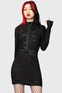 Sinners Glimmer Long Sleeve Dress 8 Sinners Glimmer Long Sleeve Dress -Killstar Store SINNERS GLIMMER BODYCON DRESS W D