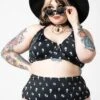 Skulls 2-Piece Swimsuit [PLUS] -Killstar Store SKULLS 2PIECE SWIMSUIT PLUS B