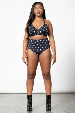 Skulls 2-Piece Swimsuit -Killstar Store SKULLS 2PIECE SWIMSUIT W D