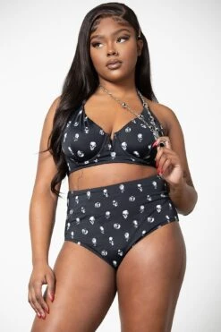 Skulls 2-Piece Swimsuit -Killstar Store SKULLS 2PIECE SWIMSUIT W G
