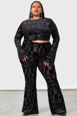 Suspiria Mood Crop Top [BLACK/GREY] [PLUS] -Killstar Store SUSPIRIA MOOD CROP TOP PLUS W F