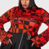Suspiria Mood Crop Top [BLACK/RED] [PLUS] -Killstar Store SUSPIRIA MOOD CROP TOP RED PLUS W B