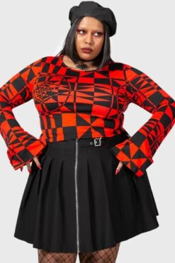 Suspiria Mood Crop Top [BLACK/RED] [PLUS] -Killstar Store SUSPIRIA MOOD CROP TOP RED PLUS W D