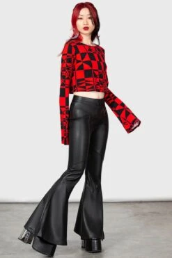 Suspiria Mood Crop Top [BLACK/RED] -Killstar Store SUSPIRIA MOOD LONG SLEEVE TOP RED W D 1
