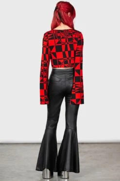 Suspiria Mood Crop Top [BLACK/RED] -Killstar Store SUSPIRIA MOOD LONG SLEEVE TOP RED W F 1