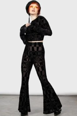 Suspiria Mood Crop Top [BLACK/GREY] -Killstar Store SUSPIRIA MOOD LONG SLEEVE TOP W D