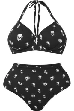Skulls 2-Piece Swimsuit [PLUS] -Killstar Store Skulls2 PieceSwimsuit G PLUS
