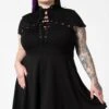 Tied Up Skater Dress [PLUS] -Killstar Store TIED UP SKATER DRESS PLUS C