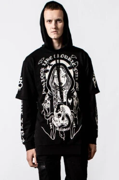 Trouble Hooded Layer Top 10 Trouble Hooded Layer Top -Killstar Store TROUBLE HOODED LAYER TOP MENS D