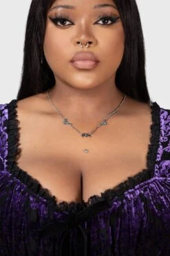 Vamp Bat Necklace [SILVER] -Killstar Store VAMP BAT CHOKER W D