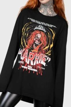 Warned Long Sleeve Top -Killstar Store WARNED LONG SLEEVE TOP W B